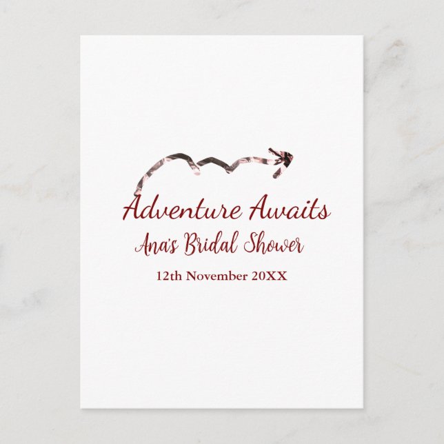 Adventure awaits bridal shower add name arrow marr postcard (Front)