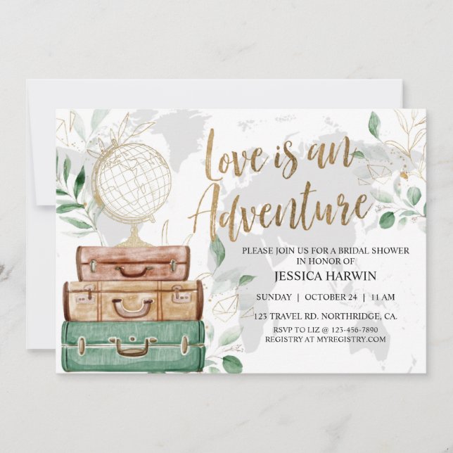 Adventure Awaits Bridal Shower,  Invitation (Front)