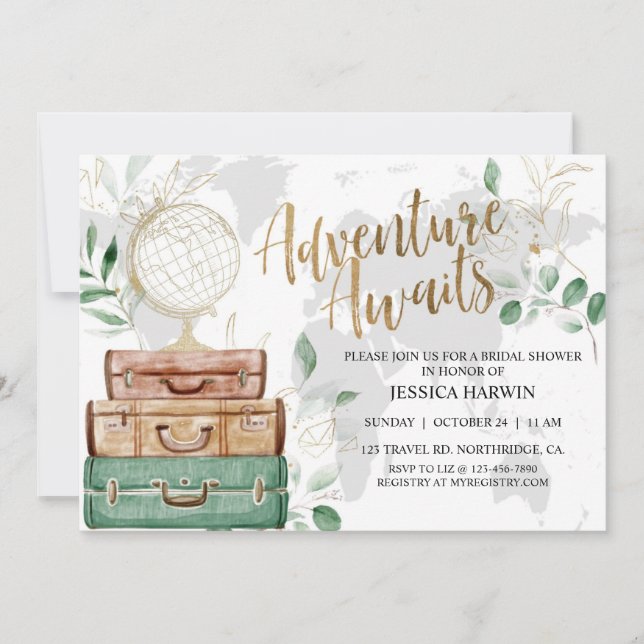 Adventure Awaits Bridal Shower,  Invitation (Front)