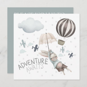 Adventure Awaits Bunny Birthday Invitation