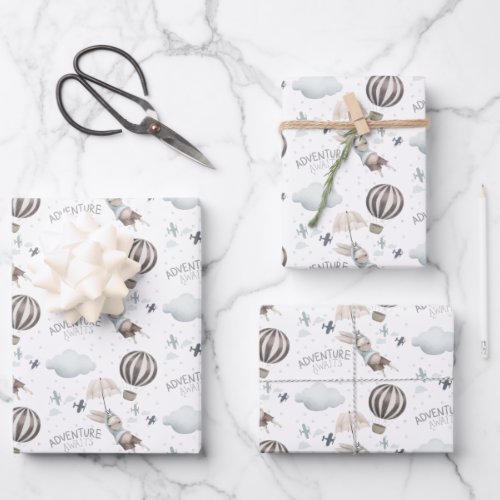 Adventure Awaits Bunny Wrapping Paper Sheets
