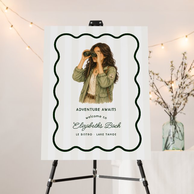Adventure Awaits Camp Bachelorette Welcome Foam Board (In Situ (Stand))