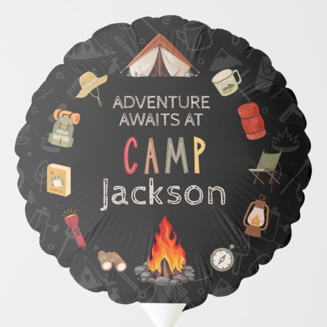 Adventure Awaits Camp Birthday Balloon (Front)