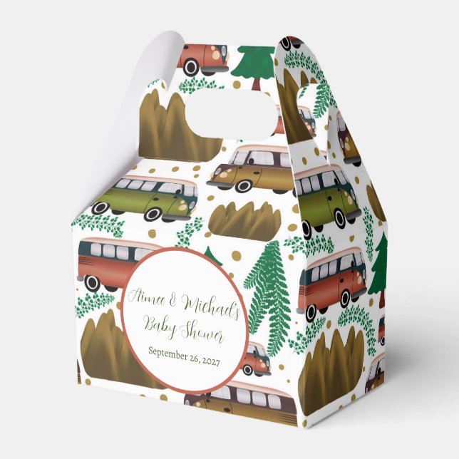 Adventure Awaits: Camper Neutral Baby Shower  Favor Boxes (Front Side)