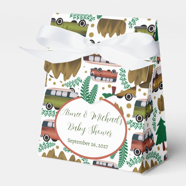 Adventure Awaits: Camper Neutral Baby Shower  Favor Boxes (Front Side)
