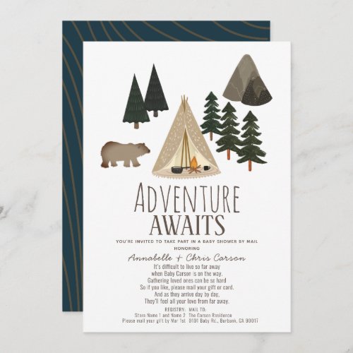 Adventure Awaits Camping Baby Shower by Mail Invitation