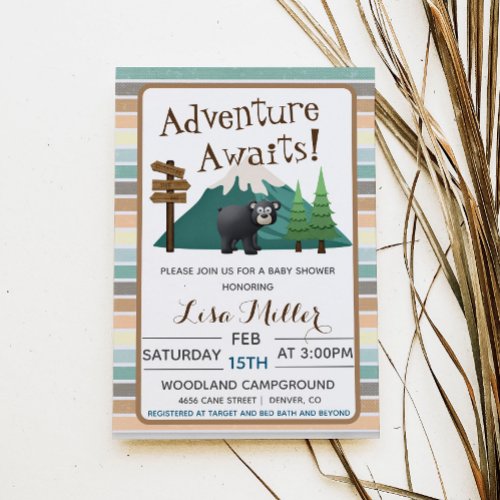 Adventure Awaits Camping Baby Shower Invitation