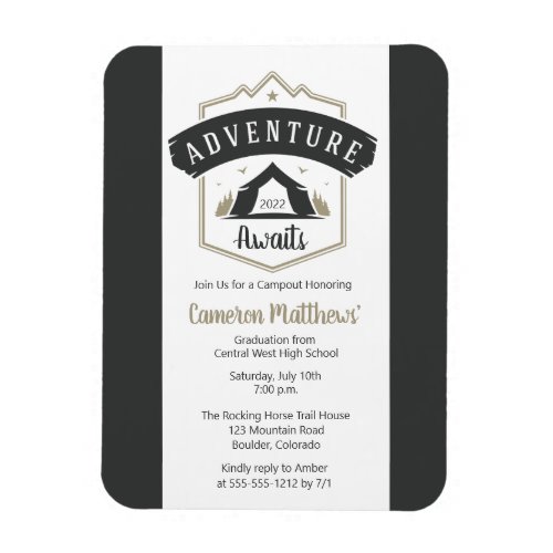 Adventure Awaits Camping Graduation Party Magnet