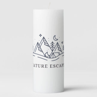 "Adventure Awaits Camping Graphic Pillar Candle