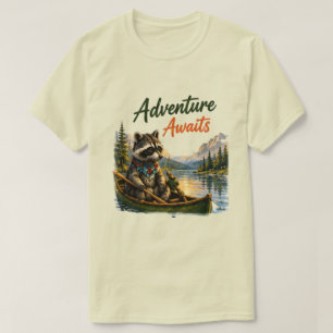 Adventure Awaits Camping Raccoon Canoe Lake Nat T-Shirt