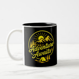 Adventure Awaits Camping Two-Tone Coffee Mug