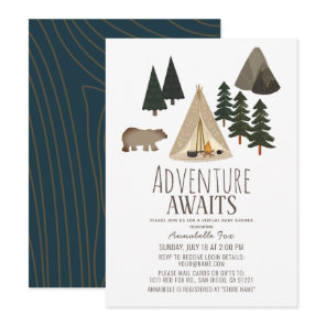 Adventure Awaits Camping Virtual Baby Shower Invitation