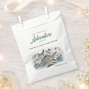 Adventure Awaits Couples Baby Shower Mountains Favor Bag