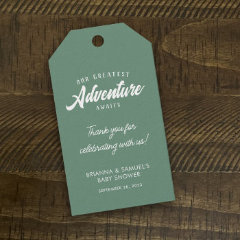 Adventure Awaits Couples Baby Shower Mountains Gift Tags by daisylin712 at Zazzle