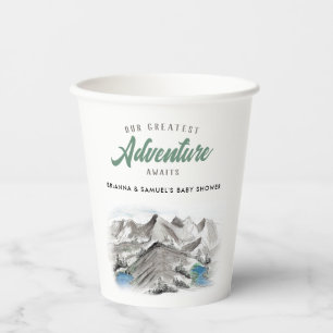 Adventure Awaits Couples Baby Shower Mountains Paper Cups