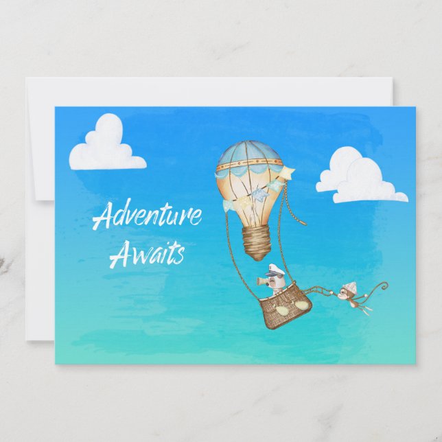 Adventure Awaits Cute Animals Personalized  Invitation (Front)