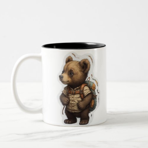 Adventure Awaits Cute Bear Backpack Two_Tone Coffee Mug