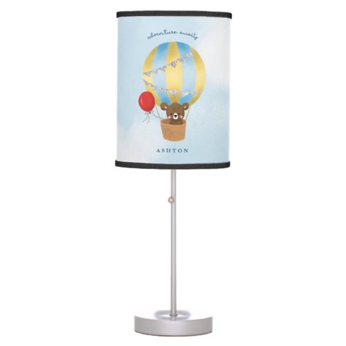 adventure awaits cute blue hot air balloon table lamp