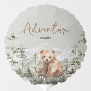 Adventure awaits cute forest bear baby shower balloon