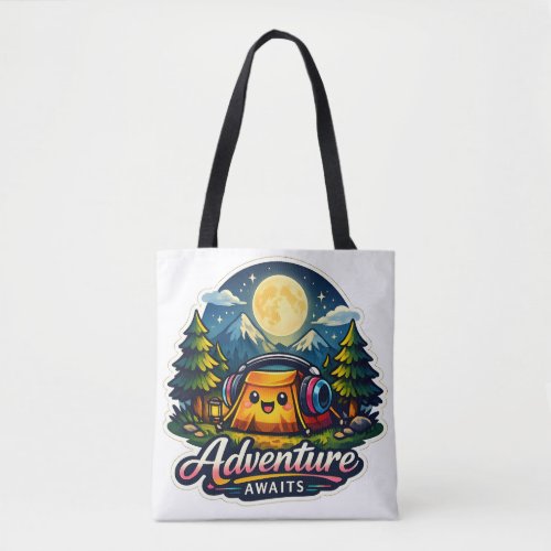 Adventure Awaits Cute Kawaii Camping Tent Tote Bag