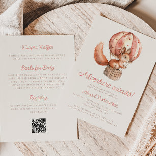 Adventure Awaits Cute Squirrel QR Code Baby Shower Invitation