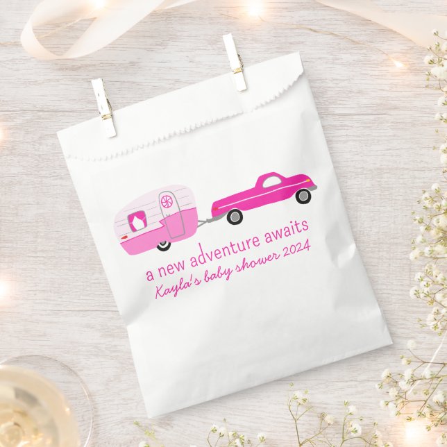 Adventure Awaits Cute Truck & Trailer BABY SHOWER Favor Bag (Clipped)