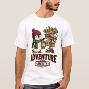 Adventure Awaits - Cute Winter Penguin with Lanter T-Shirt