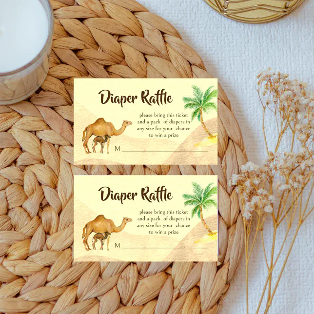 Adventure awaits desert baby camel diaper raffle enclosure card | Zazzle