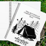 Adventure Awaits Doodle Tent Personalized Camping Planner<br><div class="desc">Adventure Awaits - personalized camping planner - perfect for a camper or hiker to plan trips or to use for home business school university etc. The design has a doodle drawing of a forest camp under the stars with tent and pine trees. The template is set up for you to...</div>
