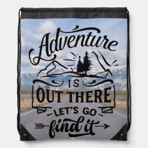 Adventure Awaits Drawstring Bag