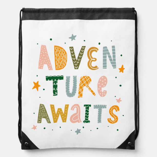 Adventure Awaits Drawstring Bag (Front)