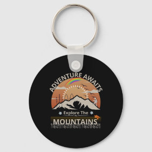 "Adventure Awaits-Explore the mountains" design Keychain