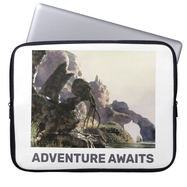 Adventure Awaits. Fantasy landscape Laptop Sleeve (Front)
