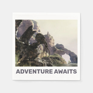 Adventure Awaits. Fantasy landscape Napkins