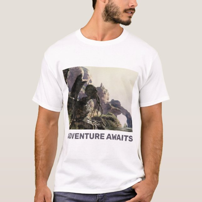 Adventure Awaits. Fantasy landscape T-Shirt (Front)