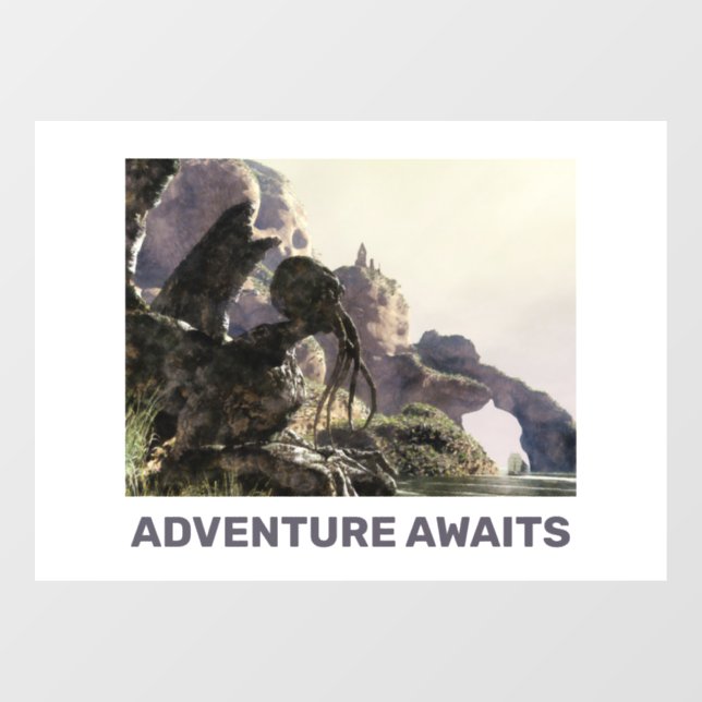 Adventure Awaits. Fantasy landscape Window Cling (Sheet)
