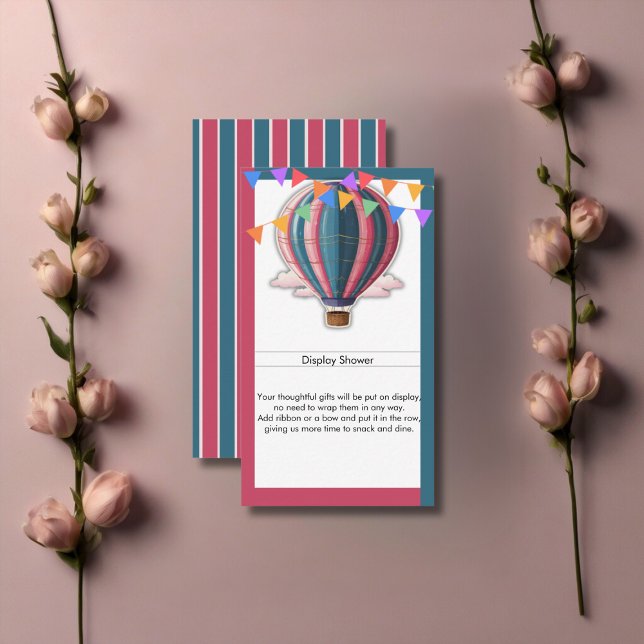 Adventure Awaits Festive Blue Pink Baby Shower Enclosure Card (Creator Uploaded)
