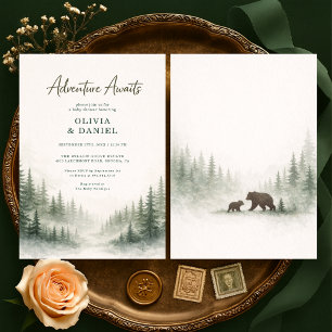 Adventure Awaits Forest Baby Shower Invitation