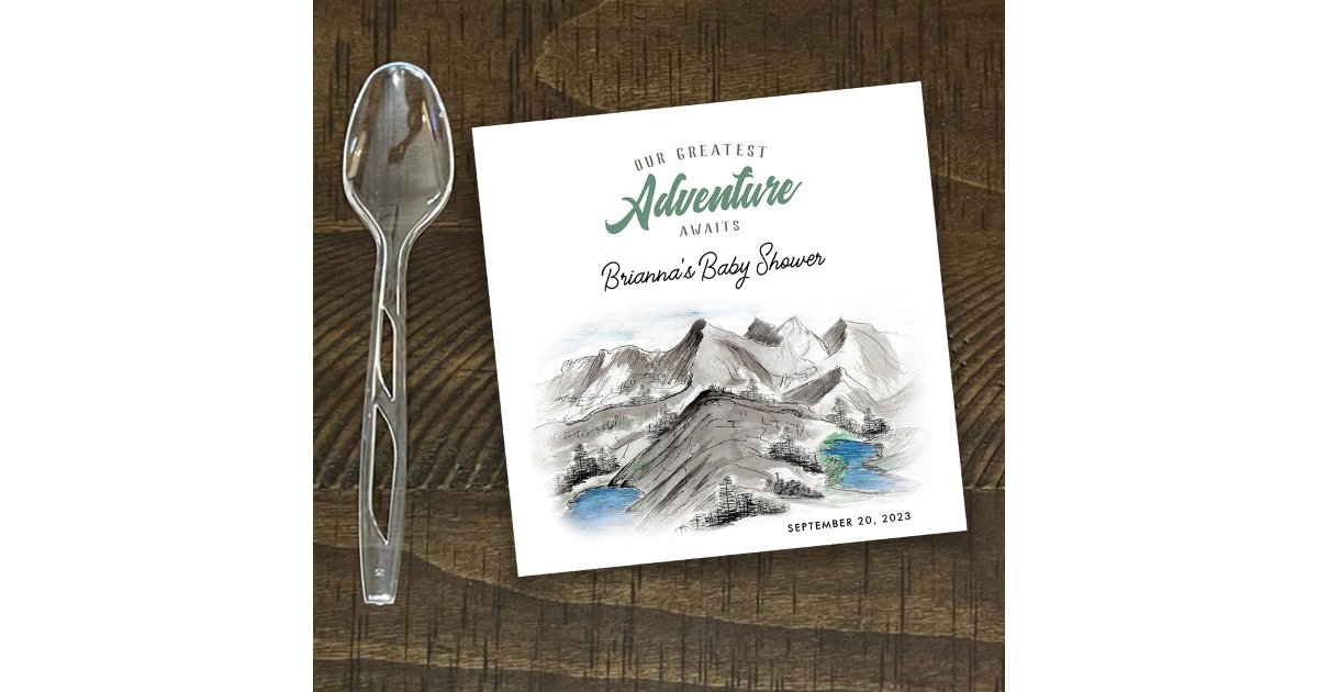 Adventure Awaits Forest Baby Shower Mountains Napkins | Zazzle