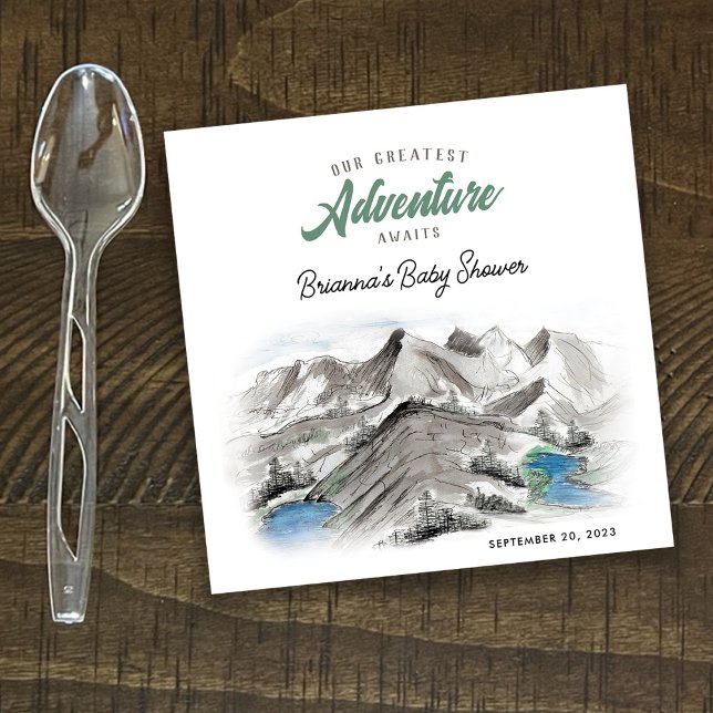Adventure Awaits Forest Baby Shower Mountains Napkins (Creator Uploaded)