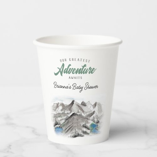 Adventure Awaits Forest Baby Shower Mountains Paper Cups