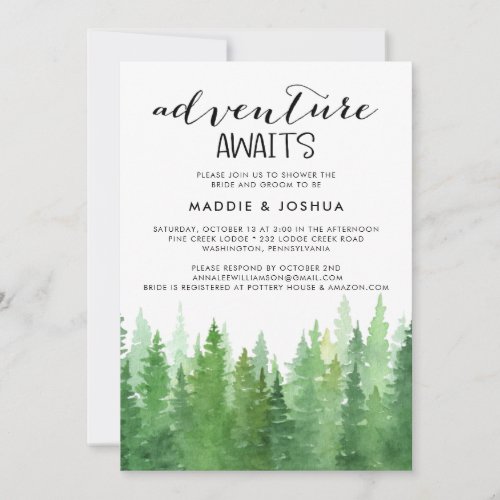 Adventure Awaits Forest Couples Shower Invitation 