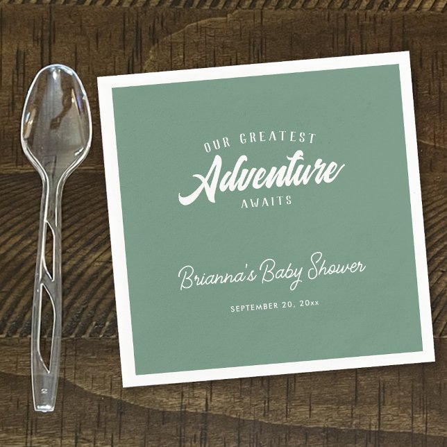 Adventure Awaits Forest Green Baby Shower Napkins (Creator Uploaded)