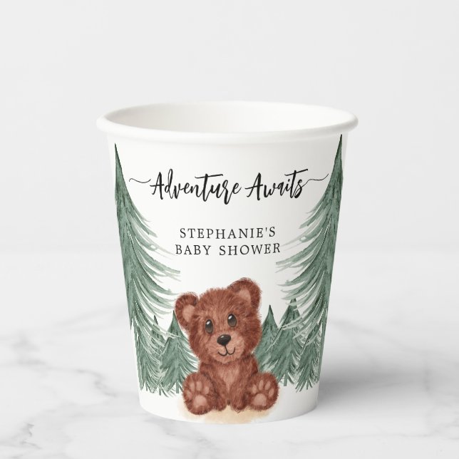 Adventure Awaits Forest Woodland Baby Shower Paper Cups (Front)