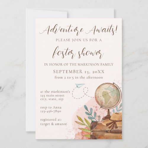 Adventure Awaits Foster Shower Neutral Invitation