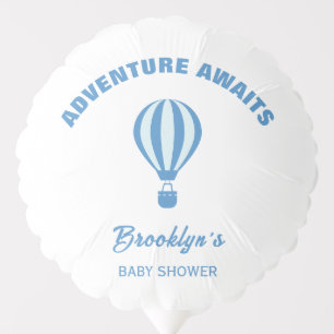 Adventure Awaits Fun Trendy Baby Shower Blue White Balloon