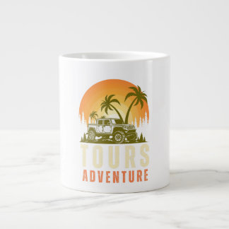 Adventure awaits , funny camping , camping idea giant coffee mug