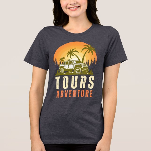 Adventure awaits , funny camping , camping idea Tri-Blend shirt (Front)