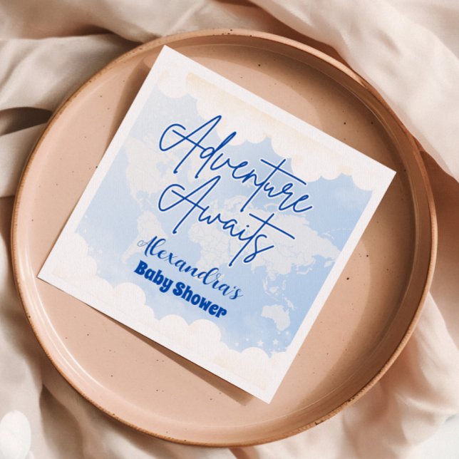 Adventure Awaits Gender Neutral Baby Shower Napkins (Creator Uploaded)