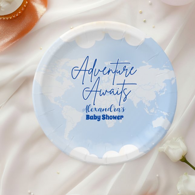 Adventure Awaits Gender Neutral Baby Shower Paper Plates (Creator Uploaded)